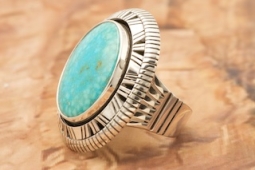 Bird's Eye Kingman Web Turquoise Sterling Silver Navajo Ring